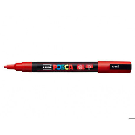 ROTULADOR UNI POSCA PC-3M MARCADOR DE PINTURA PUNTA CONICA 0,9-1,3 MM ROJO