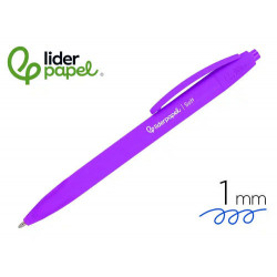 BOLIGRAFO LIDERPAPEL PUNTA 1 MM RETRACTIL CON CLIP ACABADO SOFT TOUCH TINTA AZUL CUERPO MORADO