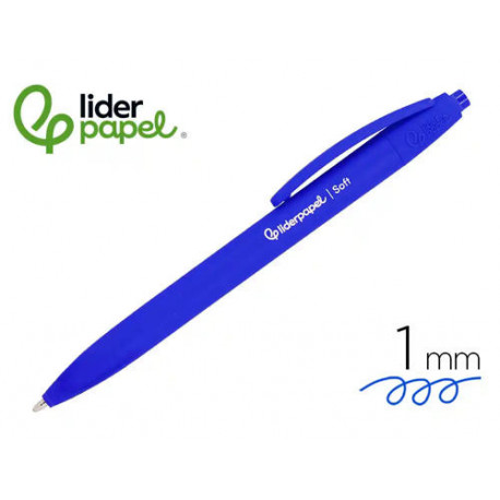 BOLIGRAFO LIDERPAPEL PUNTA 1 MM RETRACTIL CON CLIP ACABADO SOFT TOUCH TINTA AZUL CUERPO AZUL