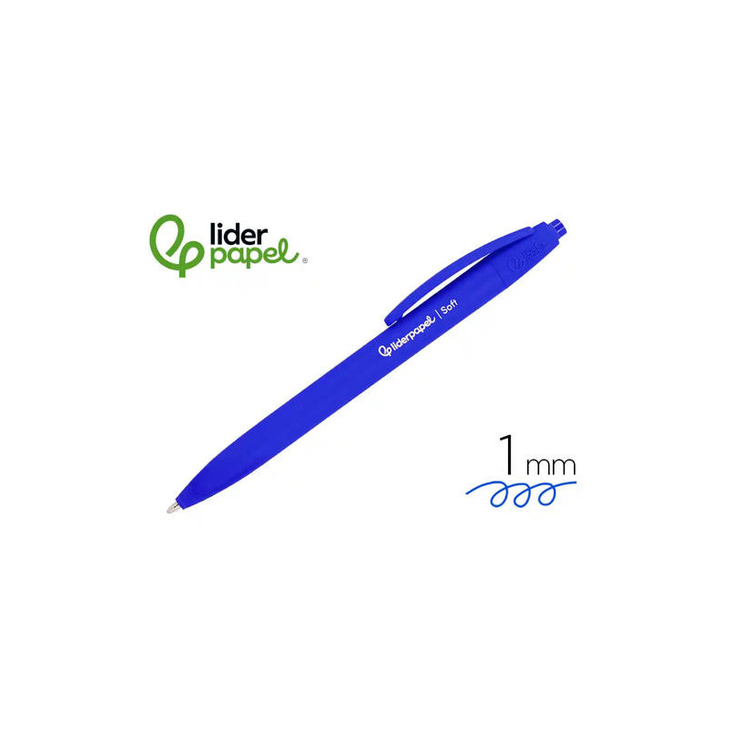 BOLIGRAFO LIDERPAPEL PUNTA 1 MM RETRACTIL CON CLIP ACABADO SOFT TOUCH TINTA AZUL CUERPO AZUL