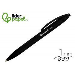 BOLIGRAFO LIDERPAPEL PUNTA 1 MM RETRACTIL CON CLIP ACABADO SOFT TOUCH TINTA NEGRA CUERPONEGRO