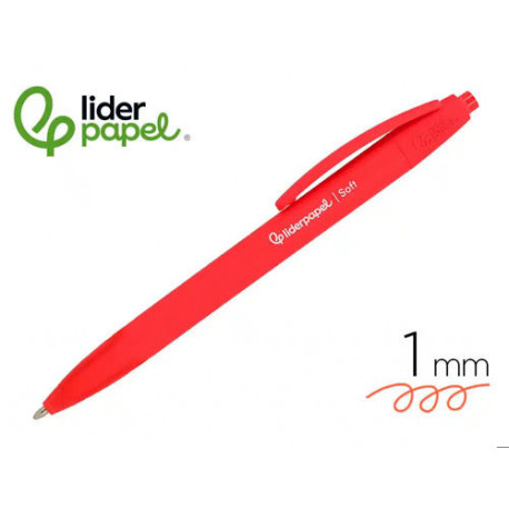 BOLIGRAFO LIDERPAPEL PUNTA 1 MM RETRACTIL CON CLIP ACABADO SOFT TOUCH TINTA ROJA CUERPO ROJO