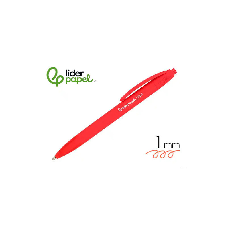 BOLIGRAFO LIDERPAPEL PUNTA 1 MM RETRACTIL CON CLIP ACABADO SOFT TOUCH TINTA ROJA CUERPO ROJO
