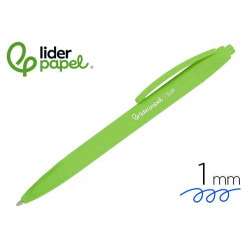 BOLIGRAFO LIDERPAPEL PUNTA 1 MM RETRACTIL CON CLIP ACABADO SOFT TOUCH TINTA AZUL CUERPO VERDE