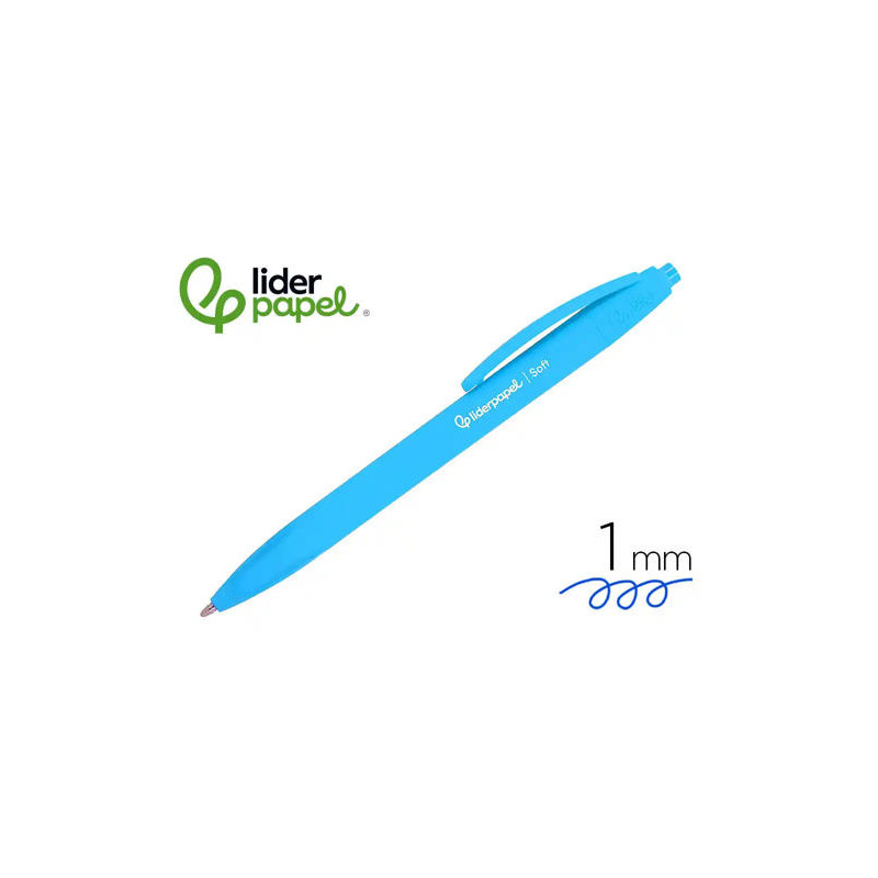 BOLIGRAFO LIDERPAPEL PUNTA 1 MM RETRACTIL CON CLIP ACABADO SOFT TOUCH TINTA AZUL CUERPO AZUL CIELO
