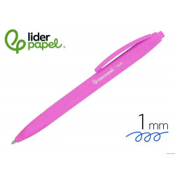 BOLIGRAFO LIDERPAPEL PUNTA 1 MM RETRACTIL CON CLIP ACABADO SOFT TOUCH TINTA AZUL CUERPO ROSA