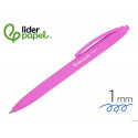 BOLIGRAFO LIDERPAPEL PUNTA 1 MM RETRACTIL CON CLIP ACABADO SOFT TOUCH TINTA AZUL CUERPO ROSA