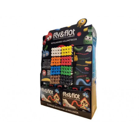 ROTULADOR TCOLORS FLY&FLOT EFECTO 3D VOLUMETRICO 25 ML EXPOSITOR DE SOBREMESA 96 UNIDADES COLORES SU