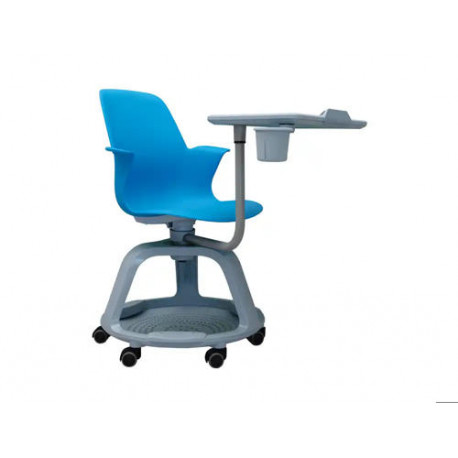 SILLA BI-OFFICE CONFIDENTE MODULAR CON RUEDAS Y BANDEJA GIRATORIA COLOR AZUL 690X690X1050 MM