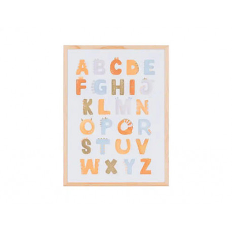 PIZARRA BLANCA BI-OFFICE MAGNETICA ACERO LACADO BLANCO MARCO DE MADERA CON ALFABETO PARA NIÑOS 600X4