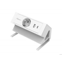 REGLETA FELLOWES SOBREMESA 1 TOMA + USB A + USB C COLOR BLANCO