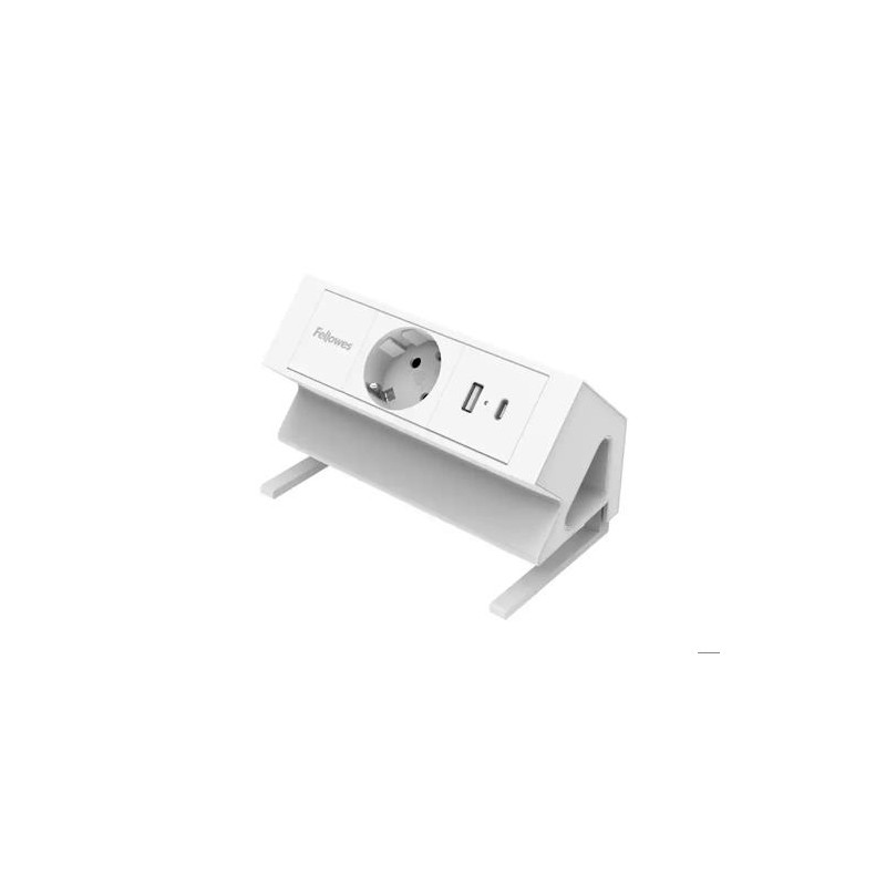 REGLETA FELLOWES SOBREMESA 1 TOMA + USB A + USB C COLOR BLANCO