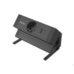 REGLETA FELLOWES SOBREMESA 1 TOMA + USB A + USB C COLOR NEGRO