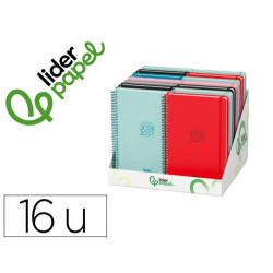 AGENDA ESCOLAR LIDERPAPEL 26-27 ESPIRAL BASIC DISEÑOS SURTIDOS BILINGE 70G PAPEL FSC EXPOSITOR 16 U