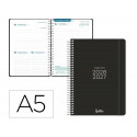 AGENDA ESCOLAR LIDERPAPEL 26-27 ESPIRAL BASIC DIA PAGINA A5 BILINGUE 70G PAPEL FSC NEGRO