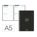 AGENDA ESCOLAR LIDERPAPEL 26-27 ESPIRAL BASIC 2 DIAS PAGINA A5 BILINGUE 70G PAPEL FSC NEGRO