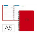AGENDA ESCOLAR LIDERPAPEL 26-27 ESPIRAL BASIC 2 DIAS PAGINA A5 BILINGUE 70G PAPEL FSC ROJO