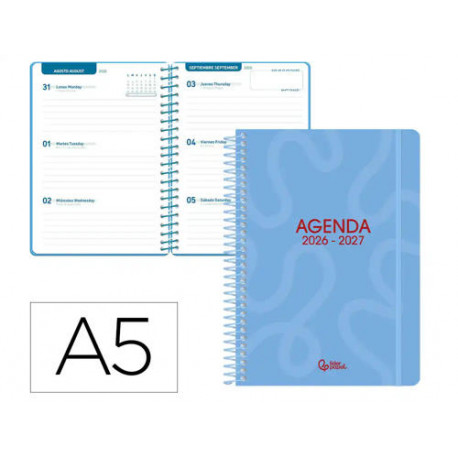 AGENDA ESCOLAR LIDERPAPEL 26-27 ESPIRAL CLASSIC SEMANA VISTA A5 BILINGUE 70G PAPEL FSC COLOR3