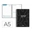 AGENDA ESCOLAR LIDERPAPEL 26-27 ESPIRAL CLASSIC DIA PAGINA A5 BILINGUE 70G PAPEL FSC NEGRO