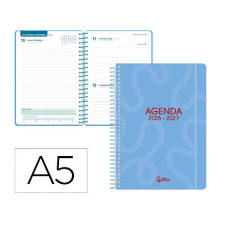 AGENDA ESCOLAR LIDERPAPEL 26-27 ESPIRAL CLASSIC DIA PAGINA A5 BILINGUE 70G PAPEL FSC COLOR3