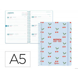 AGENDA ESCOLAR LIDERPAPEL 26-27 ESPIRAL PETITE SEMANA VISTA A5 BILINGUE 80G PAPEL FSC AZUL