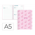AGENDA ESCOLAR LIDERPAPEL 26-27 ESPIRAL PETITE DIA PAGINA A5 BILINGUE 80G PAPEL FSC ROSA