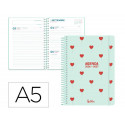 AGENDA ESCOLAR LIDERPAPEL 26-27 ESPIRAL PETITE DIA PAGINA A5 BILINGUE 80G PAPEL FSC MORADO