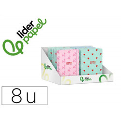 AGENDA ESCOLAR LIDERPAPEL 26-27 ESPIRAL PETITE DISEÑOS SURTIDOS BILINGE 80G PAPEL FSC EXPOSITOR 8 U