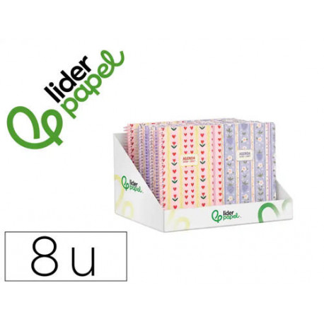 AGENDA ESCOLAR LIDERPAPEL 26-27 ESPIRAL COTTAGE DISEÑOS SURTIDOS BILINGE 80 G PAPEL FSC EXPOSITOR 8