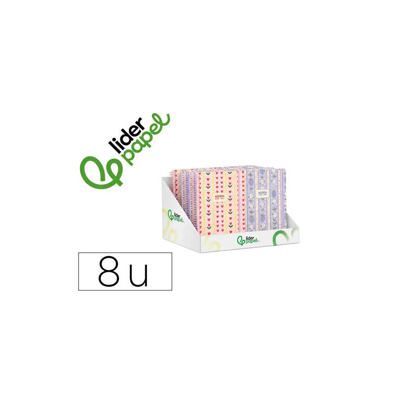 AGENDA ESCOLAR LIDERPAPEL 26-27 ESPIRAL COTTAGE DISEÑOS SURTIDOS BILINGE 80 G PAPEL FSC EXPOSITOR 8