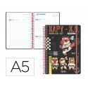 AGENDA ESCOLAR LIDERPAPEL 26-27 ESPIRAL SPORTS DIA PAGINA A5 BILINGUE 80G PAPEL FSC NEGRO CAPIBARA