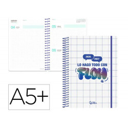AGENDA ESCOLAR LIDERPAPEL 26-27 ESPIRAL GRAPHIC DIA PAGINA A5+ BILINGUE 80G PAPEL FSC AZUL