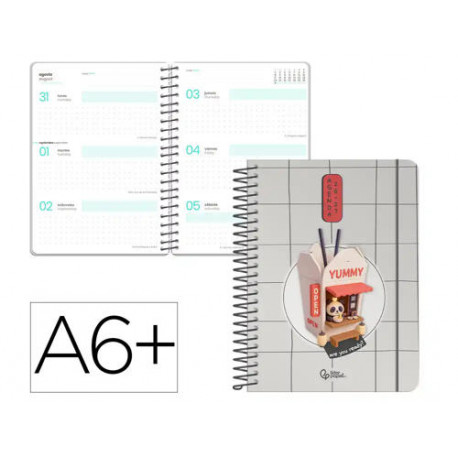AGENDA ESCOLAR LIDERPAPEL 26-27 ESPIRAL ORIENTAL SEMANA VISTA A6+ BILINGUE 80G PAPEL FSC FIDEOS