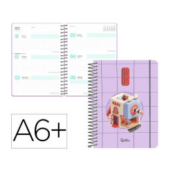 AGENDA ESCOLAR LIDERPAPEL 26-27 ESPIRAL OREIENTAL SEMANA VISTA A6+ BILINGUE 80G PAPEL FSC SACAPUNTAS