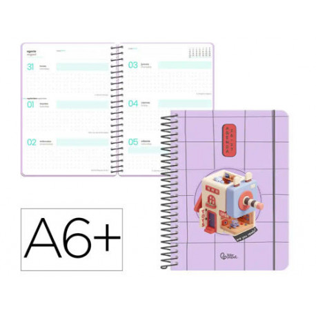 AGENDA ESCOLAR LIDERPAPEL 26-27 ESPIRAL OREIENTAL SEMANA VISTA A6+ BILINGUE 80G PAPEL FSC SACAPUNTAS