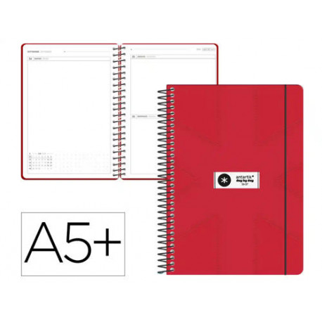 AGENDA ESCOLAR ANTARTIK 26-27 ESPIRAL PACK AND GO DIA PAGINAA5+ BILINGE 80G PAPEL FSC ROJO