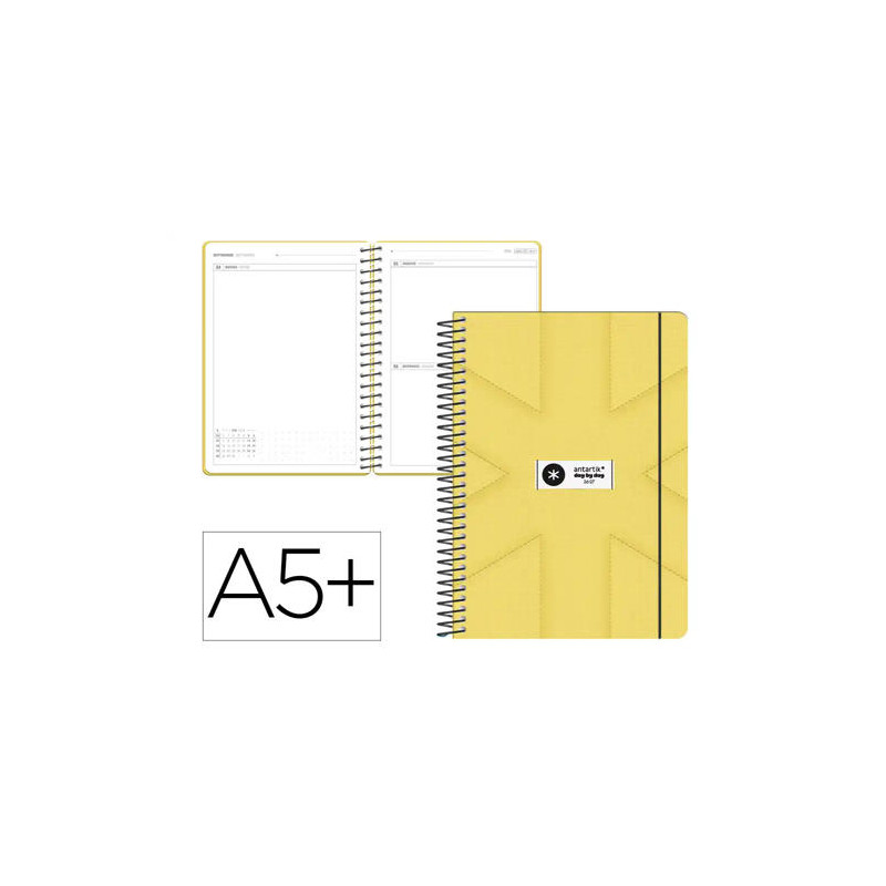 AGENDA ESCOLAR ANTARTIK 26-27 ESPIRAL PACK AND GO DIA PAGINAA5+ BILINGE 80G PAPEL FSC AMARILLO