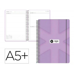 AGENDA ESCOLAR ANTARTIK 26-27 ESPIRAL PACK AND GO DIA PAGINAA5+ BILINGE 80G PAPEL FSC MORADO