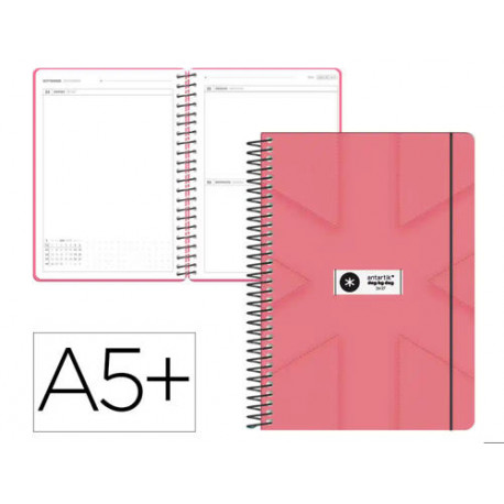 AGENDA ESCOLAR ANTARTIK 26-27 ESPIRAL PACK AND GO DIA PAGINAA5+ BILINGE 80G PAPEL FSC ROSA CORAL