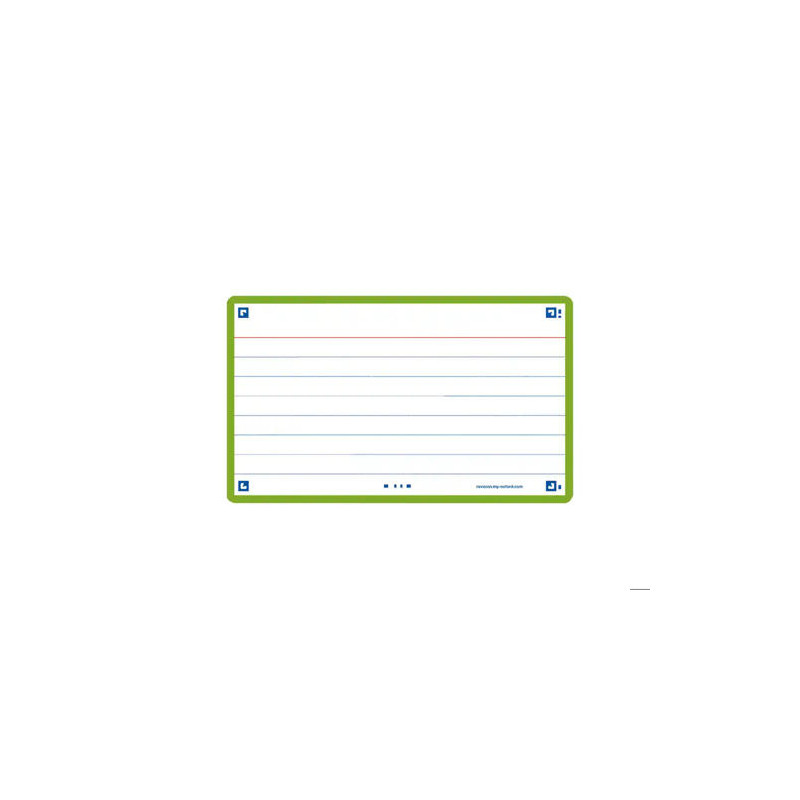 FICHA DE REVISION OXFORD FLASHCARDS 2.0 75X125 MM 250 G RAYADO HORIZONTAL COLOR VERDE MENTA PAQUETE 