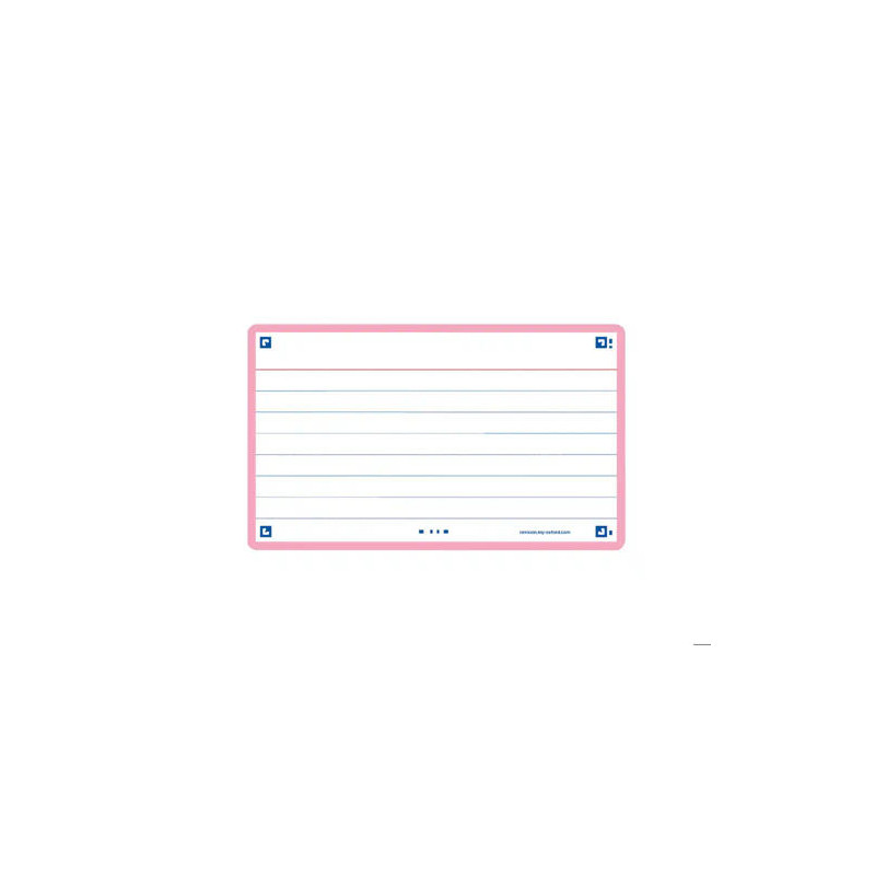 FICHA DE REVISION OXFORD FLASHCARDS 2.0 75X125 MM 250 G RAYADO HORIZONTAL COLOR ROSA PAQUETE DE 30 U