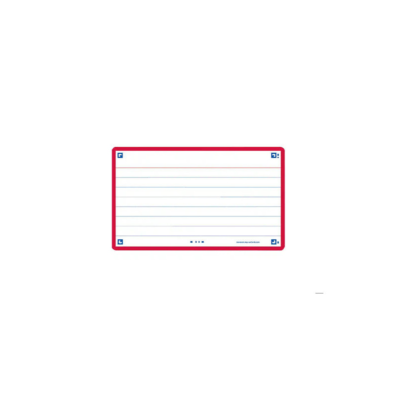FICHA DE REVISION OXFORD FLASHCARDS 2.0 75X125 MM 250 G RAYADO HORIZONTAL COLOR ROJO PAQUETE DE 30 U