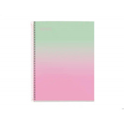 CUADERNO ESPIRAL MIQUELRIUS DIN A4 80 HOJAS CUADRO 5 MM 90 GR GRADIENT ROSA VERDE MENTA