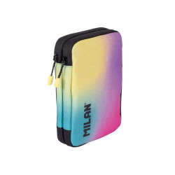 PLUMIER ESCOLAR MILAN COLECCION SUNSET DOBLE CREMALLERA CON ACCESORIOS COLOR NEGRO 198X143X40 MM