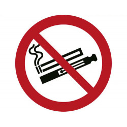 PICTOGRAMA DJOIS PROHIBIDO EL USO DE CIGARRILLOS ELECTRONICOS O VAPEADORES 100 MM DIAMETRO