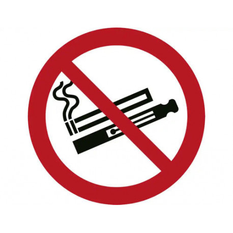 PICTOGRAMA DJOIS PROHIBIDO EL USO DE CIGARRILLOS ELECTRONICOS O VAPEADORES 100 MM DIAMETRO