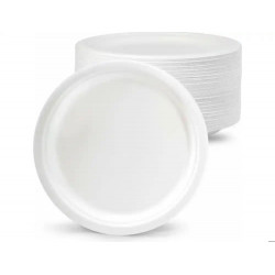 PLATO DE FIBRA BIO 26 CM PAQUETE DE 50 UNIDADES