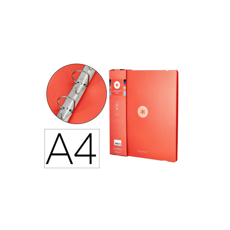 CARPETA 4 ANILLAS DE 35 MM MIXTAS ANTARTIK A4 FOAM COLOR CORAL