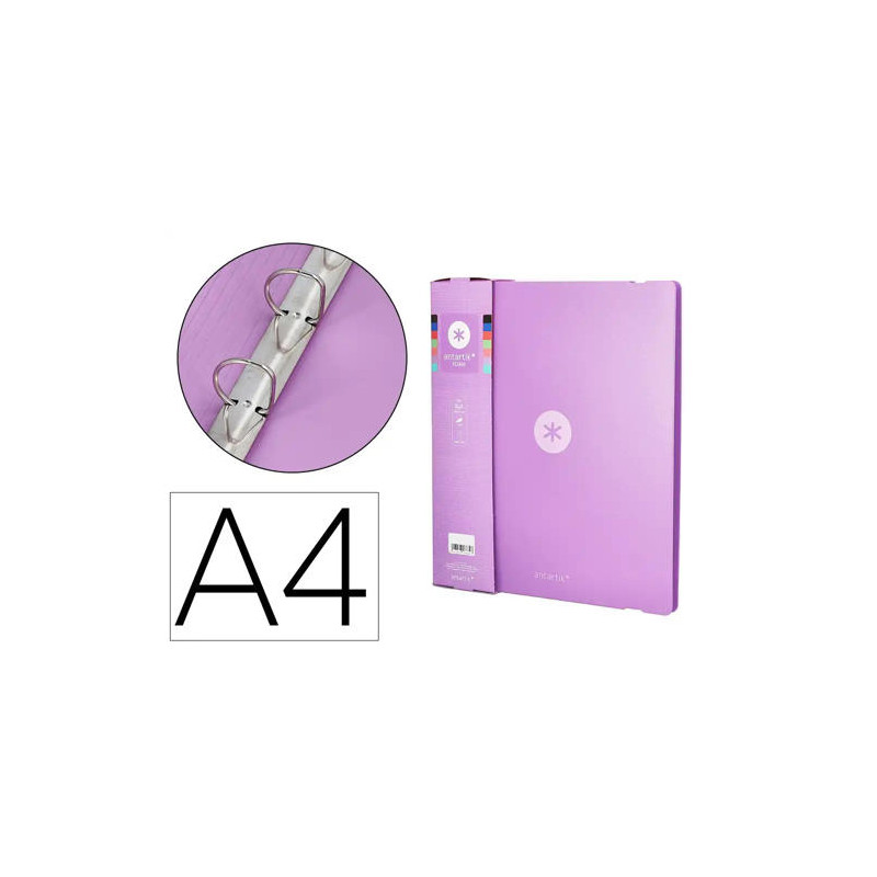 CARPETA 4 ANILLAS DE 35 MM MIXTAS ANTARTIK A4 FOAM COLOR LAVANDA