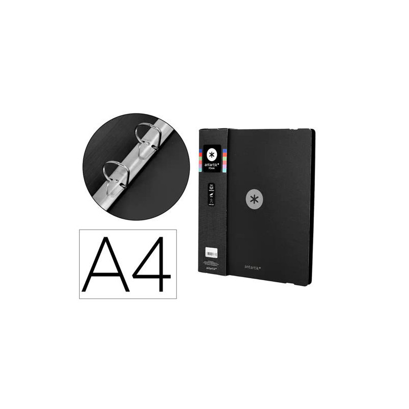 CARPETA 4 ANILLAS DE 35 MM MIXTAS ANTARTIK A4 FOAM COLOR NEGRO